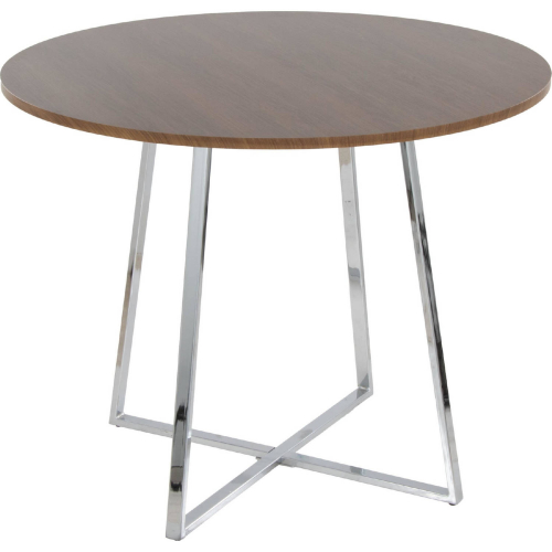 Cosmo Canary Dining Table in Chrome & Walnut Wood